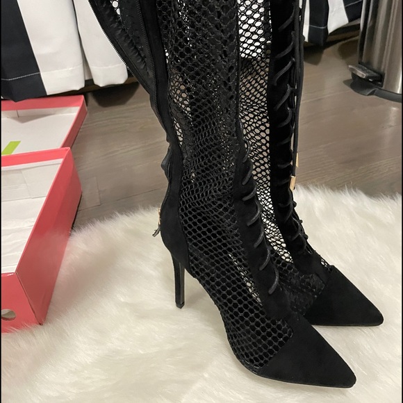 Mesh See Through Knee Boot - Picture 2 of 10